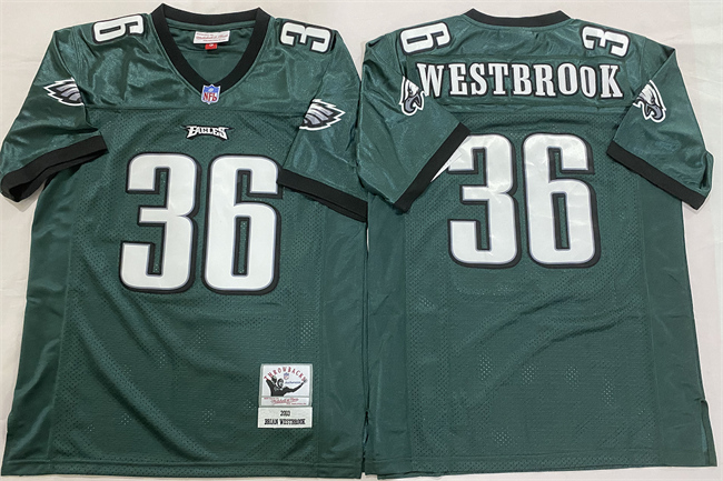 Men's Green Philadelphia Eagles #36 Brian Westbrook Throwback Stitched Football Jersey